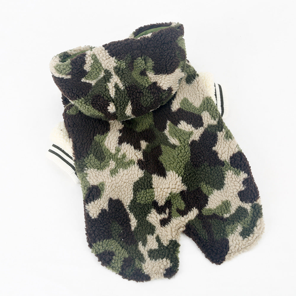 HKM-984723 Camouflage Dog Jacket for Large Breeds - Lamb Wool and Brushed Cloth, Sizes 3XL to 7XL