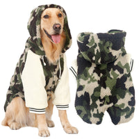HKM-984723 Camouflage Dog Jacket for Large Breeds - Lamb Wool and Brushed Cloth, Sizes 3XL to 7XL