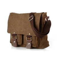 HKM-975955 Canvas Messenger Bag for Men and Women, Waterproof Shoulder Bag with Leather Accents, Casual Outdoor Travel Bag
