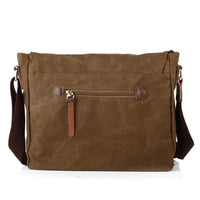 HKM-975955 Canvas Messenger Bag for Men and Women, Waterproof Shoulder Bag with Leather Accents, Casual Outdoor Travel Bag