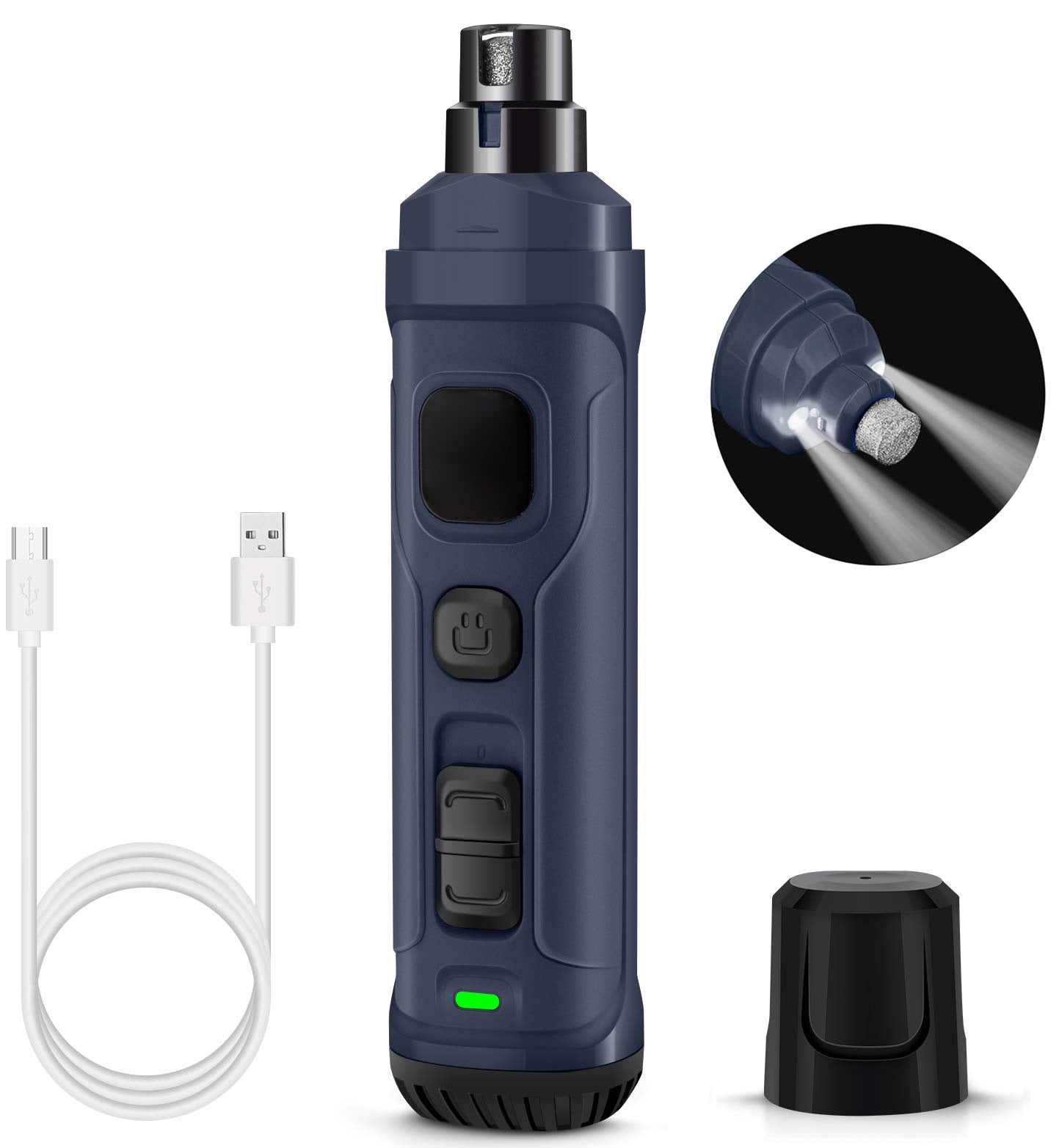 HKM-054035 Electric Pet Nail Clipper with LED Light ¨C Professional Nail Shaver for Cats and Small Dogs
