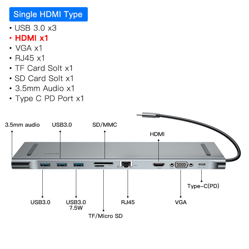 KTX-466835 Ten-Port HDMI & VGA Docking Station with Cooling Bracket and Gigabit Network Port