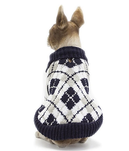 HKM-837331 Stylish Acrylic Sweater for Cats and Dogs in Navy Blue, Ginger Yellow, and Yellow - Available in XS to XL