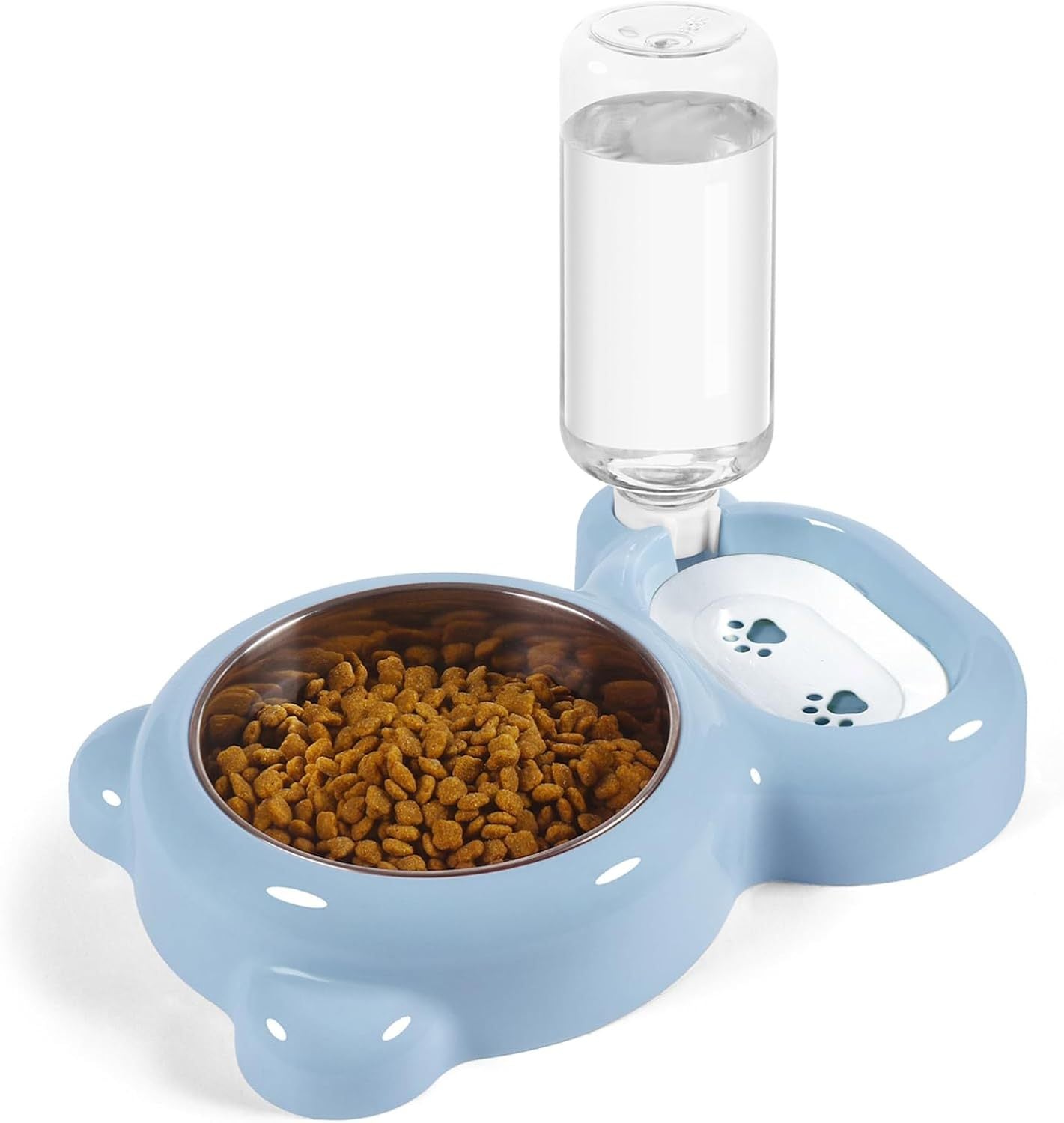 HKM-709843 Pet Food and Water Bowl Set with Automatic Water Dispenser and Stainless Steel Bowl for Cats and Small Dogs