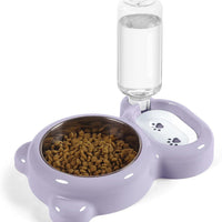 HKM-709843 Pet Food and Water Bowl Set with Automatic Water Dispenser and Stainless Steel Bowl for Cats and Small Dogs