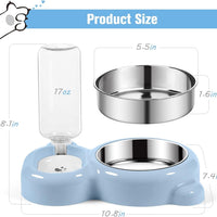 HKM-709843 Pet Food and Water Bowl Set with Automatic Water Dispenser and Stainless Steel Bowl for Cats and Small Dogs