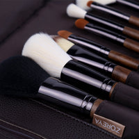 HKM-624915 Nylon Hair Makeup Brush Set with Wooden Handle - 16cm Length