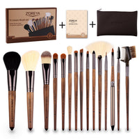 HKM-624915 Nylon Hair Makeup Brush Set with Wooden Handle - 16cm Length