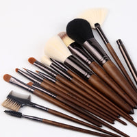 HKM-624915 Nylon Hair Makeup Brush Set with Wooden Handle - 16cm Length