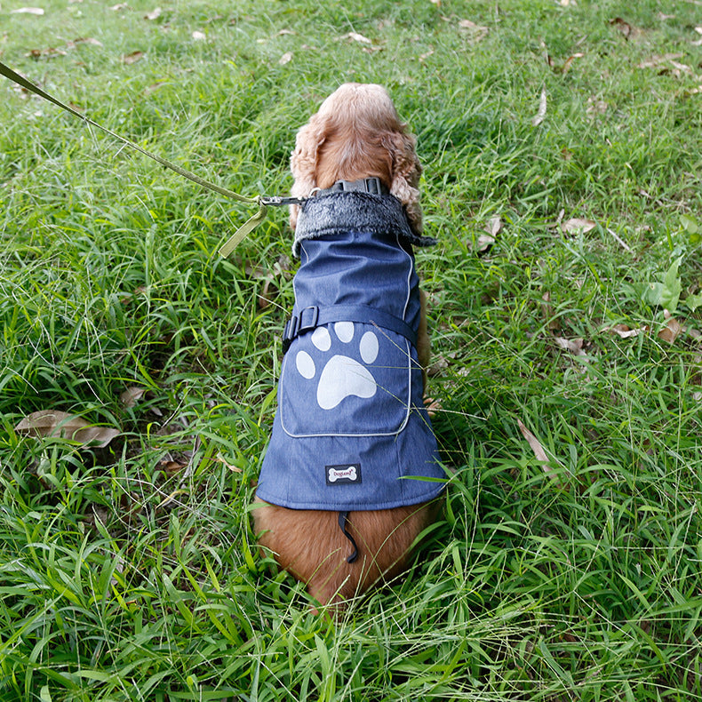 HKM-410195 Waterproof and Warm Casual Vest for Large Dogs - Available in Blue and Red, Sizes S to XXXL