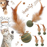 HKM-528723 Natural Catnip Feather Ball Toy for Cats - Interactive Kicker with Compressed Catnip and Feathers - Promotes Play and Digestion
