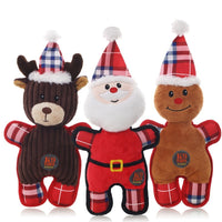 HKM-592275 Interactive Plush Christmas Pet Toy – Bite-Resistant Molar Sounding Toys for Dogs, Features Gingerbread Man and Reindeer Designs, 14 Inches
