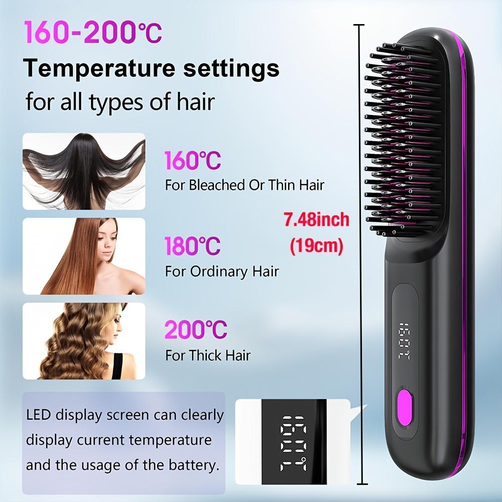 HKM-255763 USB Wireless Electric Hair Straightening Comb for Straightening and Curling with Gentle Styling Technology