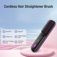 HKM-255763 USB Wireless Electric Hair Straightening Comb for Straightening and Curling with Gentle Styling Technology