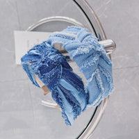HKM-391443 Brushed Denim Knotted Headband for Women - Korean Style Fashion Accessory