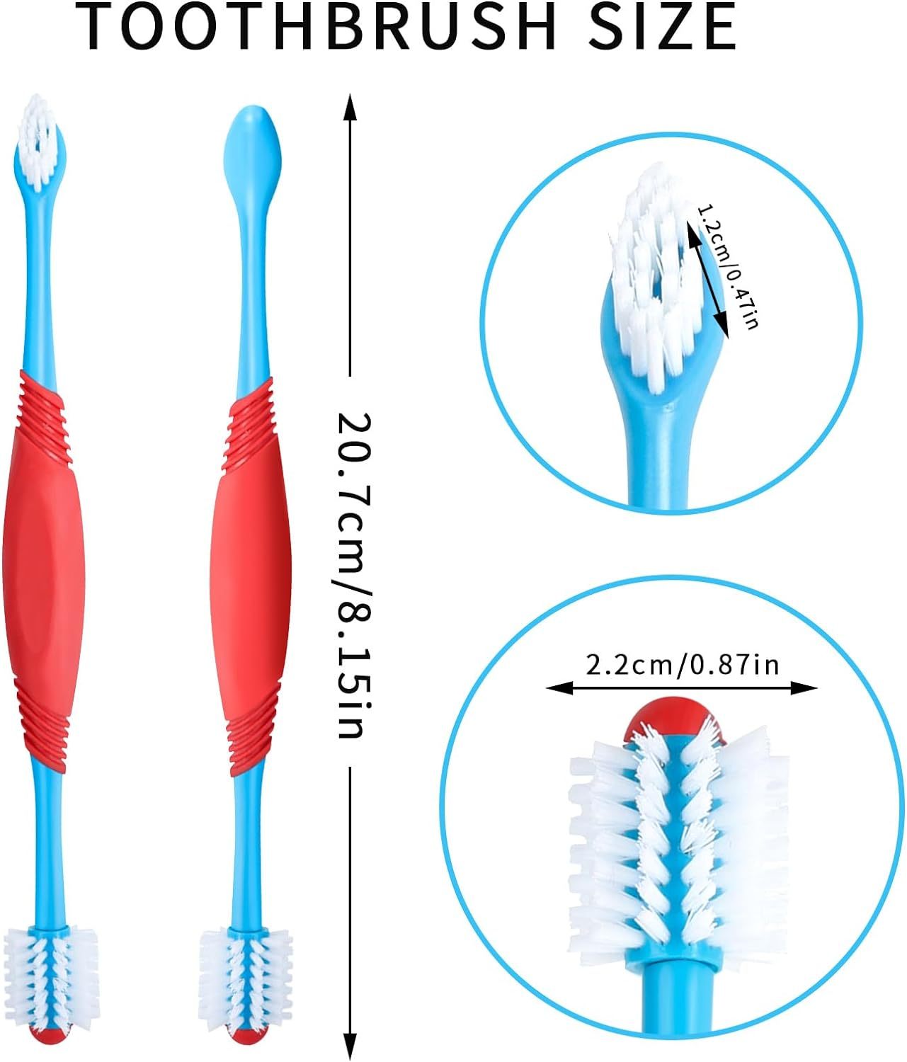 HKM-507027 360-Degree Dual-Head Dog and Cat Toothbrush with Anti-Slip Handle for Effective Dental Care