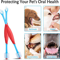 HKM-507027 360-Degree Dual-Head Dog and Cat Toothbrush with Anti-Slip Handle for Effective Dental Care