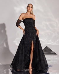 HKM-612883 Elegant Black Evening Dress for Women - Perfect for Formal Occasions