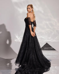 HKM-612883 Elegant Black Evening Dress for Women - Perfect for Formal Occasions