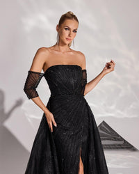 HKM-612883 Elegant Black Evening Dress for Women - Perfect for Formal Occasions