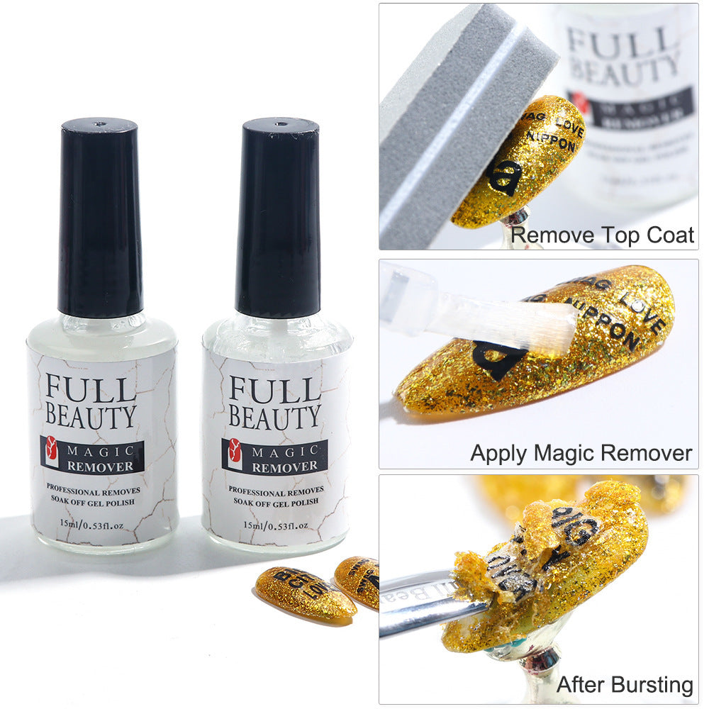 HKM-007187 Burst Glue Nail Remover - 15ml Clear Formula for Effortless Polish Removal