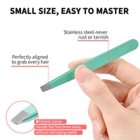 HKM-482835 6-Piece Stainless Steel Eyebrow Tweezers Set with Curved Scissors and Brush for Precise Shaping and Ingrown Hair Removal