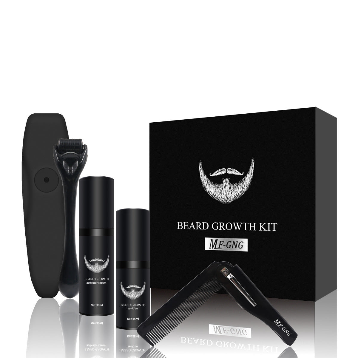HKM-350099 Beard Nourishing Microneedle Set for All Skin Types - 4-Piece Moisturizing Solution