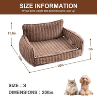 HKM-368147 Orthopedic Cat Couch Pet Bed with Removable Cover - 26x19x11.8 Inch, Soft Fabric, Non-Slip Design, Ideal for Small Dogs and Cats