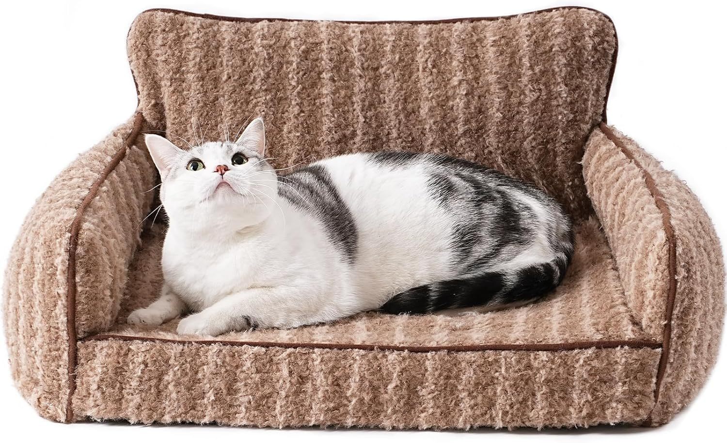 HKM-368147 Orthopedic Cat Couch Pet Bed with Removable Cover - 26x19x11.8 Inch, Soft Fabric, Non-Slip Design, Ideal for Small Dogs and Cats