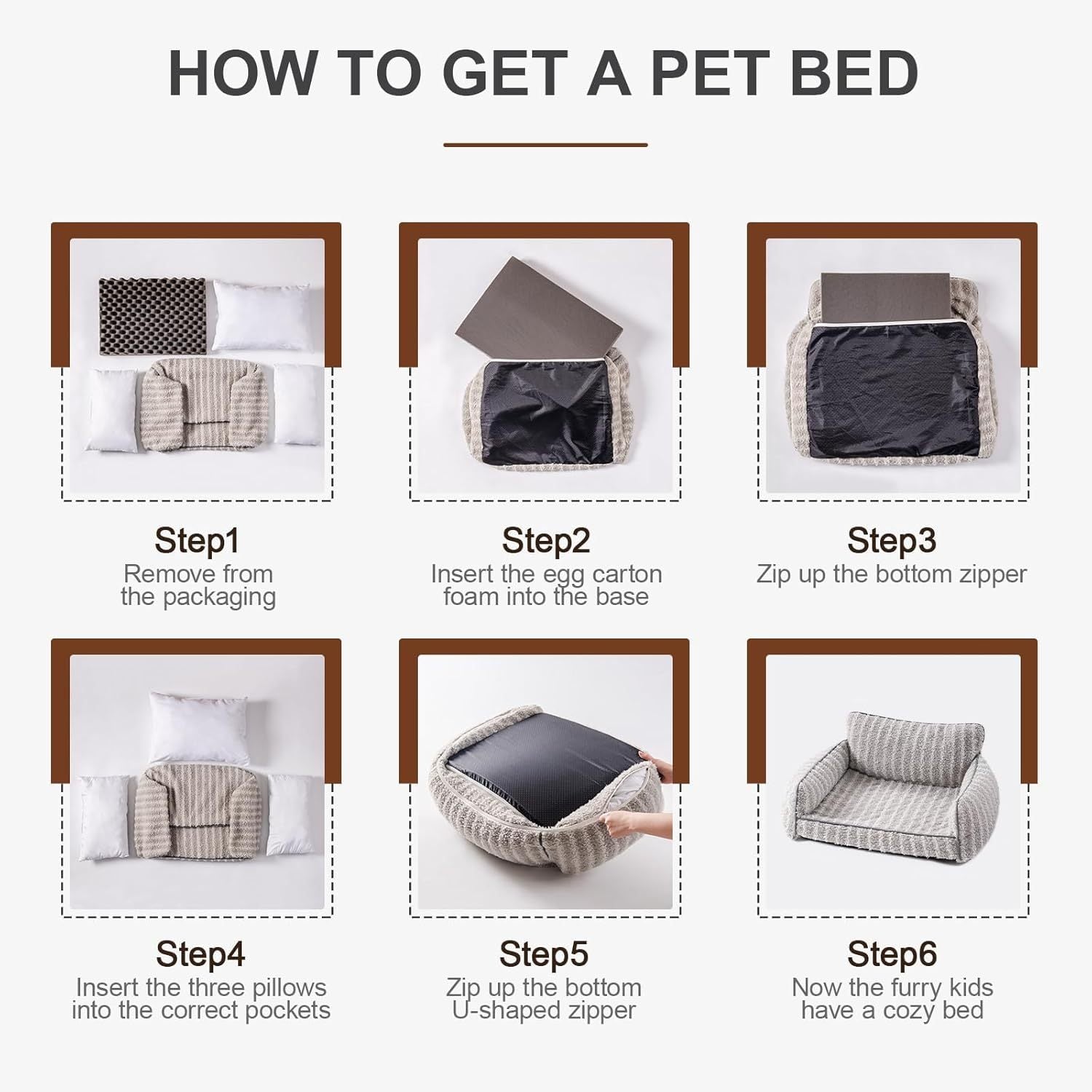 HKM-368147 Orthopedic Cat Couch Pet Bed with Removable Cover - 26x19x11.8 Inch, Soft Fabric, Non-Slip Design, Ideal for Small Dogs and Cats