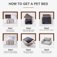 HKM-368147 Orthopedic Cat Couch Pet Bed with Removable Cover - 26x19x11.8 Inch, Soft Fabric, Non-Slip Design, Ideal for Small Dogs and Cats