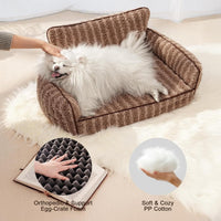 HKM-368147 Orthopedic Cat Couch Pet Bed with Removable Cover - 26x19x11.8 Inch, Soft Fabric, Non-Slip Design, Ideal for Small Dogs and Cats