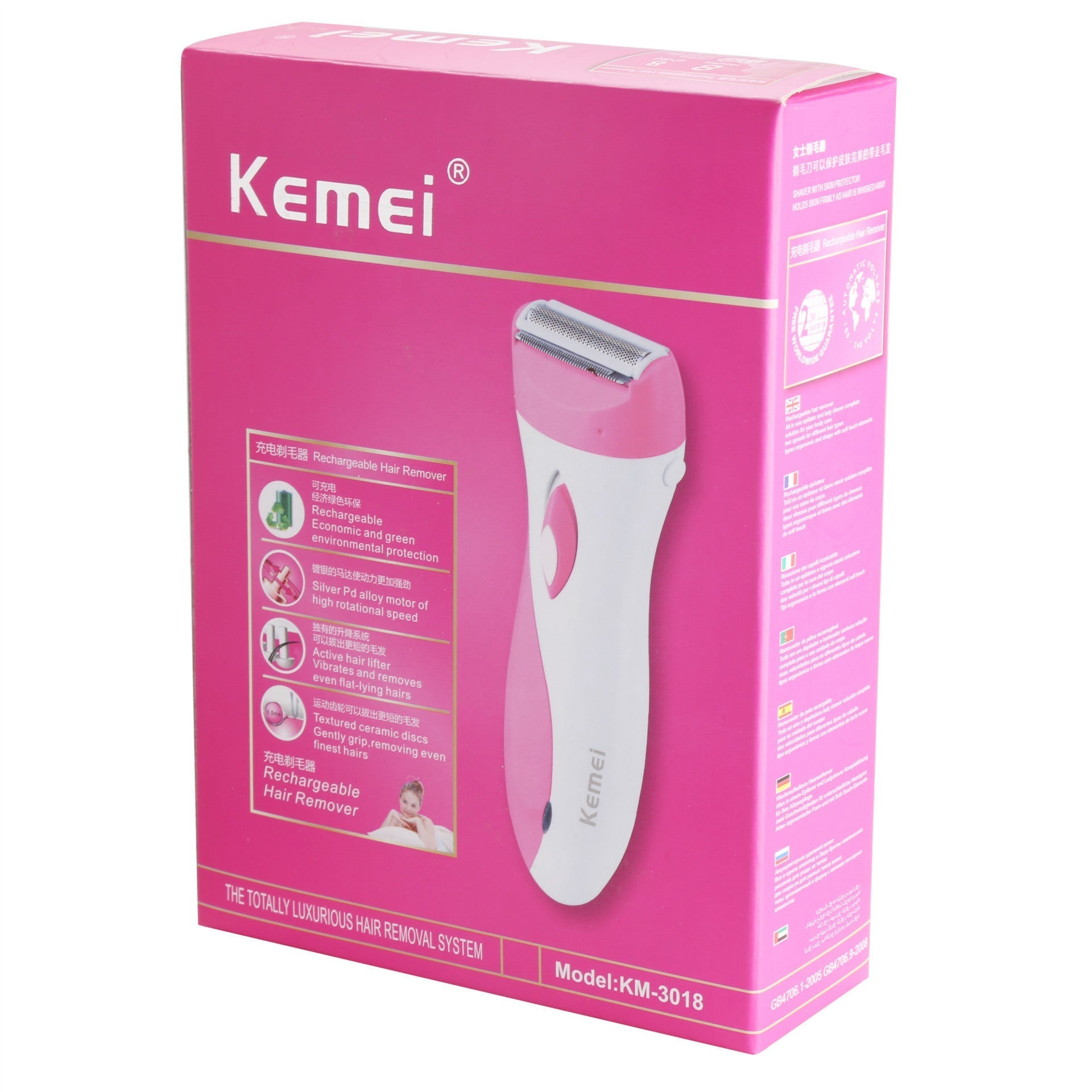 HKM-987347 High-Speed Shaving Hair Removal Device with Triple Blades and Anti-Clip System