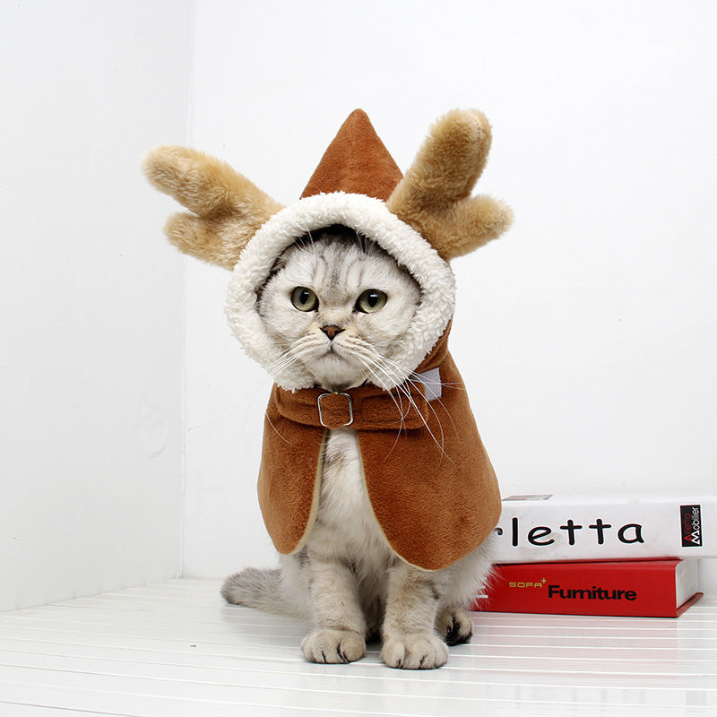 HKM-505363 Pet Cold-Proof Adjustable Cloak Shawl for Cats - Comfortable and Stylish Winter Coat