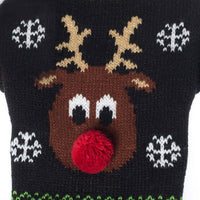 HKM-747923 Cozy Black Poinsettia Pet Sweater for Dogs and Cats