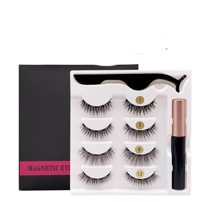 HKM-895123 Natural Handmade Magnetic Eyelash Extension Set - 4 Pairs of False Lashes