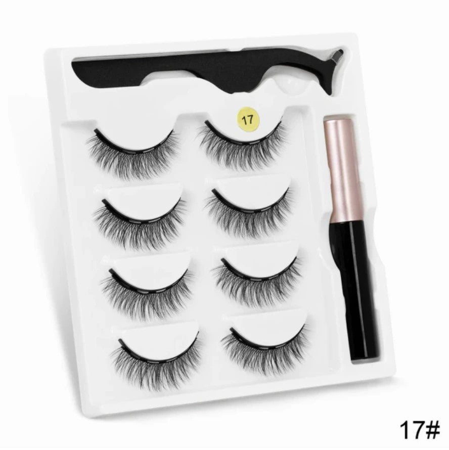 HKM-895123 Natural Handmade Magnetic Eyelash Extension Set - 4 Pairs of False Lashes
