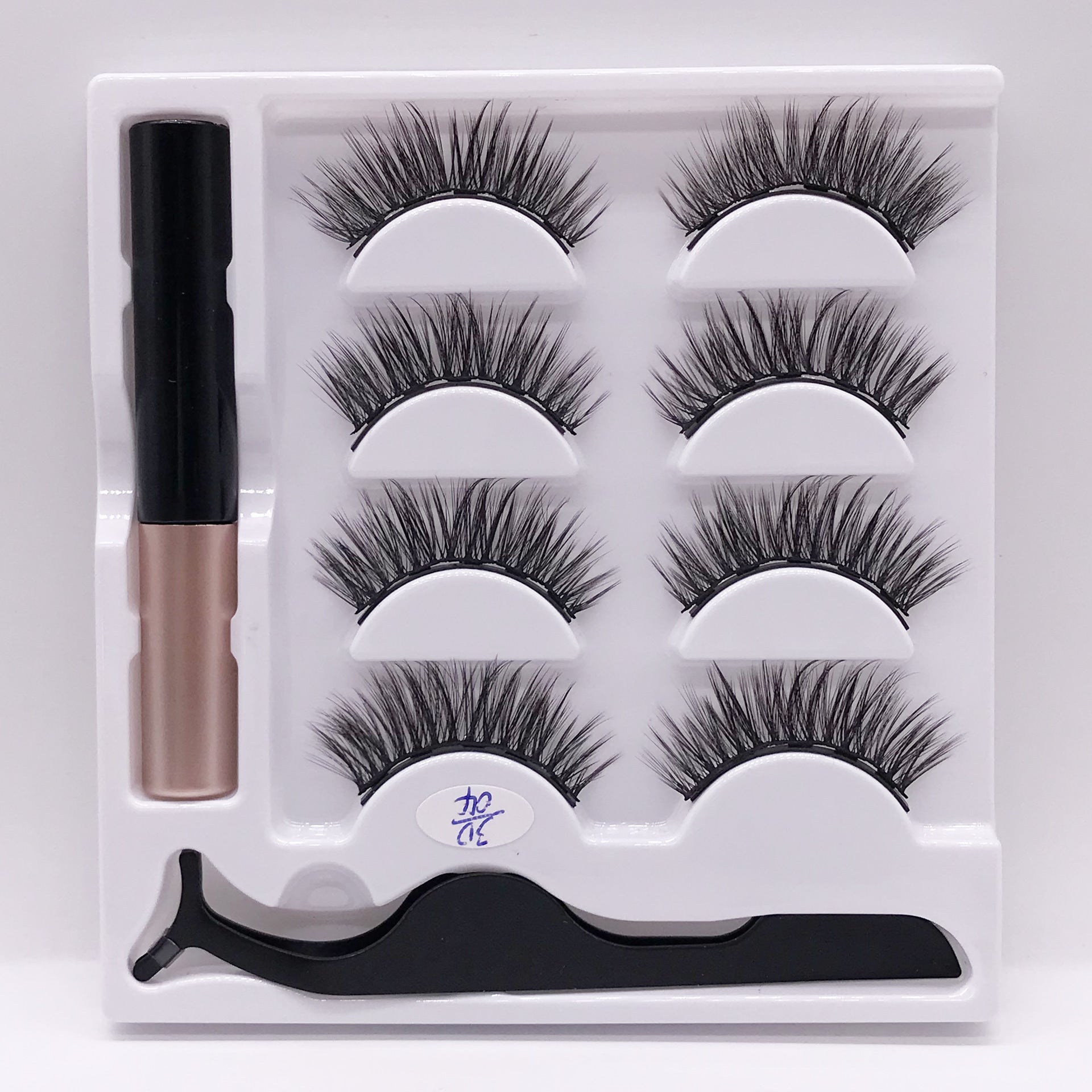 HKM-895123 Natural Handmade Magnetic Eyelash Extension Set - 4 Pairs of False Lashes
