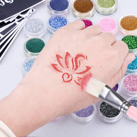 HKM-995411 Innovative Diamond Glitter Tattoo Set with Semi-Permanent Templates for Body Art