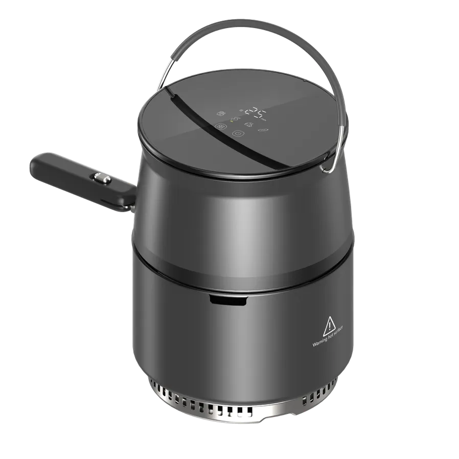 KTX-894163 Portable 2L Outdoor Air Fryer with Multifunctional Cooking Capabilities for Energy-Efficient Charcoal Use