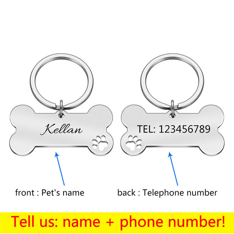 HKM-568595 Personalized Stainless Steel Anti-Lost Pet ID Tag for Dog Collars