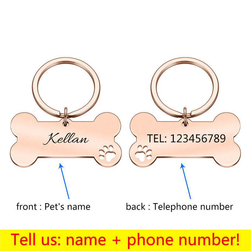 HKM-568595 Personalized Stainless Steel Anti-Lost Pet ID Tag for Dog Collars