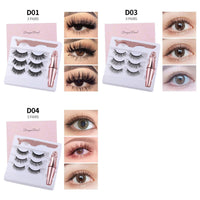HKM-090579 Natural Magnetic Liquid Eyeliner with Handmade False Eyelashes and Tweezers Set