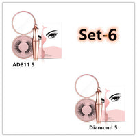 HKM-090579 Natural Magnetic Liquid Eyeliner with Handmade False Eyelashes and Tweezers Set