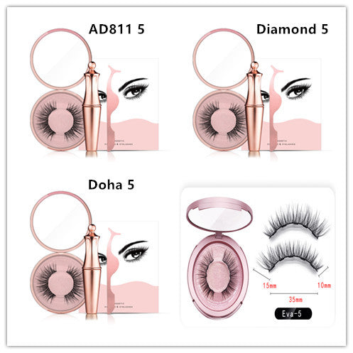 HKM-090579 Natural Magnetic Liquid Eyeliner with Handmade False Eyelashes and Tweezers Set