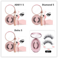 HKM-090579 Natural Magnetic Liquid Eyeliner with Handmade False Eyelashes and Tweezers Set