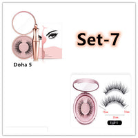 HKM-090579 Natural Magnetic Liquid Eyeliner with Handmade False Eyelashes and Tweezers Set