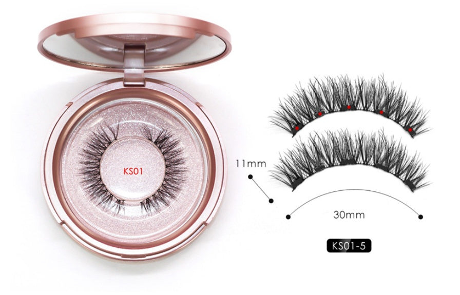 HKM-090579 Natural Magnetic Liquid Eyeliner with Handmade False Eyelashes and Tweezers Set