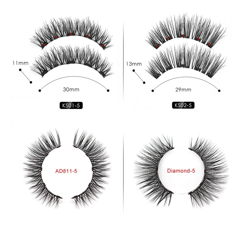 HKM-090579 Natural Magnetic Liquid Eyeliner with Handmade False Eyelashes and Tweezers Set