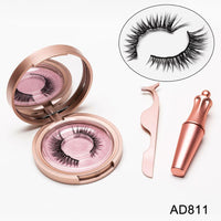 HKM-090579 Natural Magnetic Liquid Eyeliner with Handmade False Eyelashes and Tweezers Set